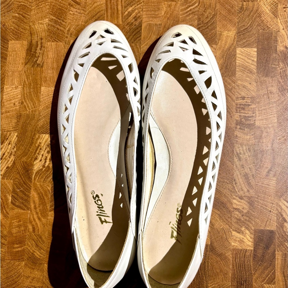 Women's White Cutout Flats
